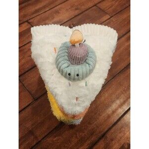 New Giggle Scape Layered Birthday Cake Plush 12" Slice Colorful Fuzzy Smile Face
